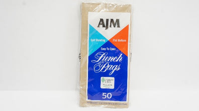 AJM Self Standing Flat Bottom Brown Paper Lunch Bags - Pack of 50